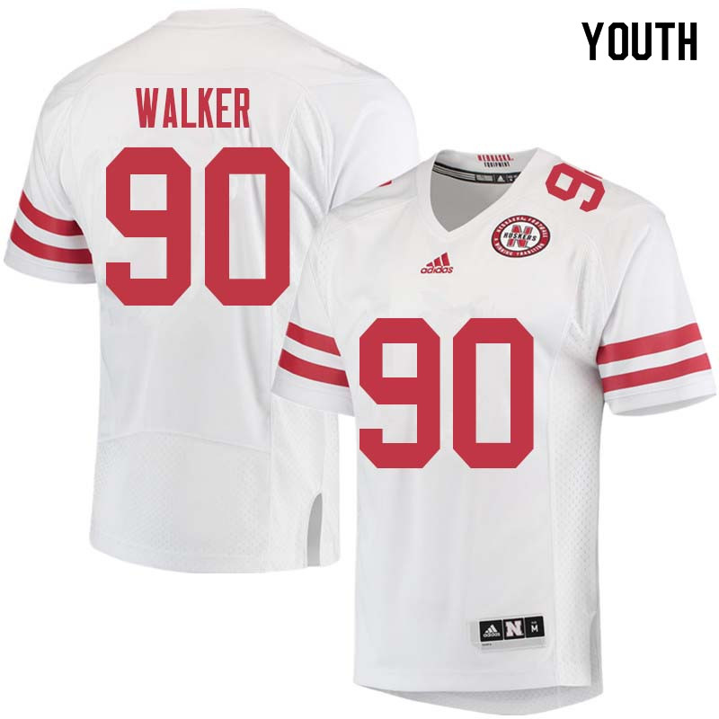 Youth #90 Jackson Walker Nebraska Cornhuskers College Football Jerseys Sale-White - Click Image to Close